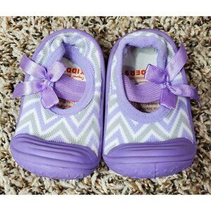 Girl Toddler Purple Mary Jane Skidders Bow Sz 4